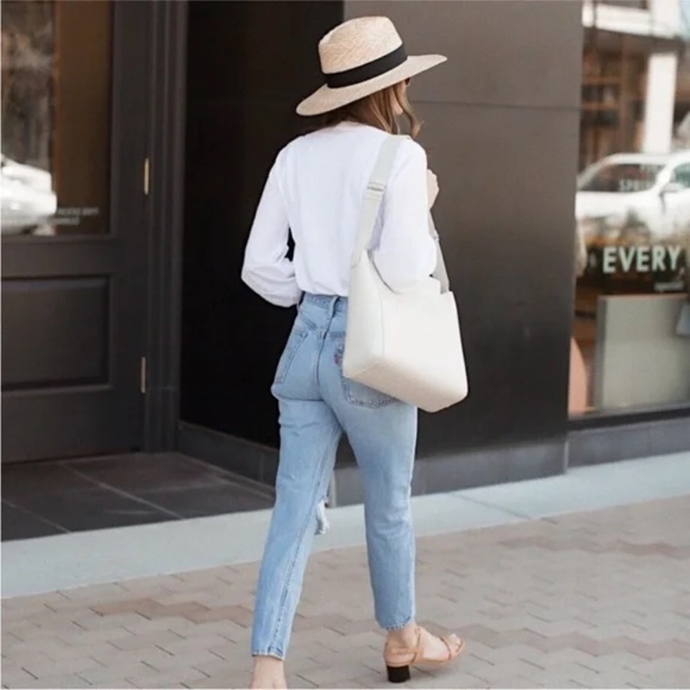 Everlane White Bone Leather The Form Bag